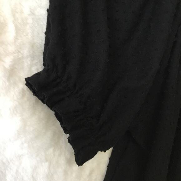 W5 Black Swiss Dot Puff Sleeve Button-Up Top - Picture 5 of 8